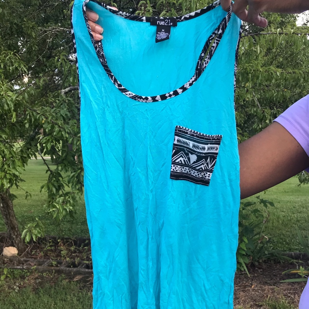 Bright blue tank top